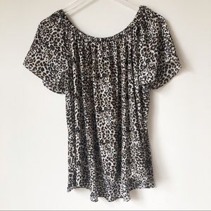 Vince Camuto Leopard Print Off The Shoulder Top
